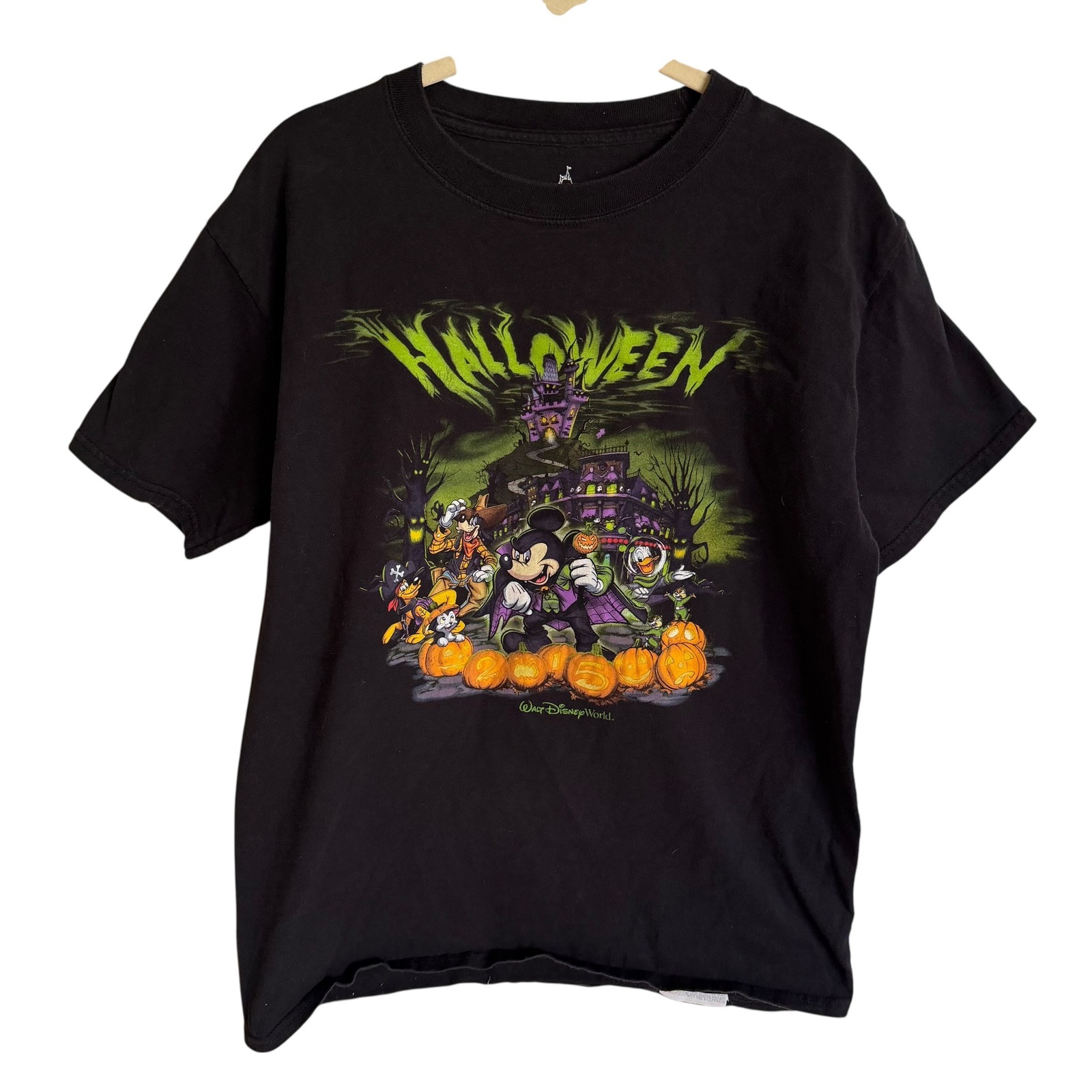 Walt Disney World Halloween 2015 Mickey Mouse Graphic T-Shirt Black Mens Medium